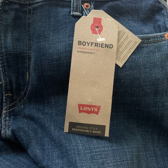 Levi's Mid Rise Boyfriend Denim Jean Blue Tapered Leg W29 L27 Soft Stretch - Picture 6 of 8